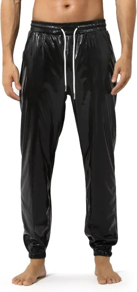 Arjen Kroos Men's Metallic Shiny Jogger Pants Breathable Party Night Club Disco Trousers