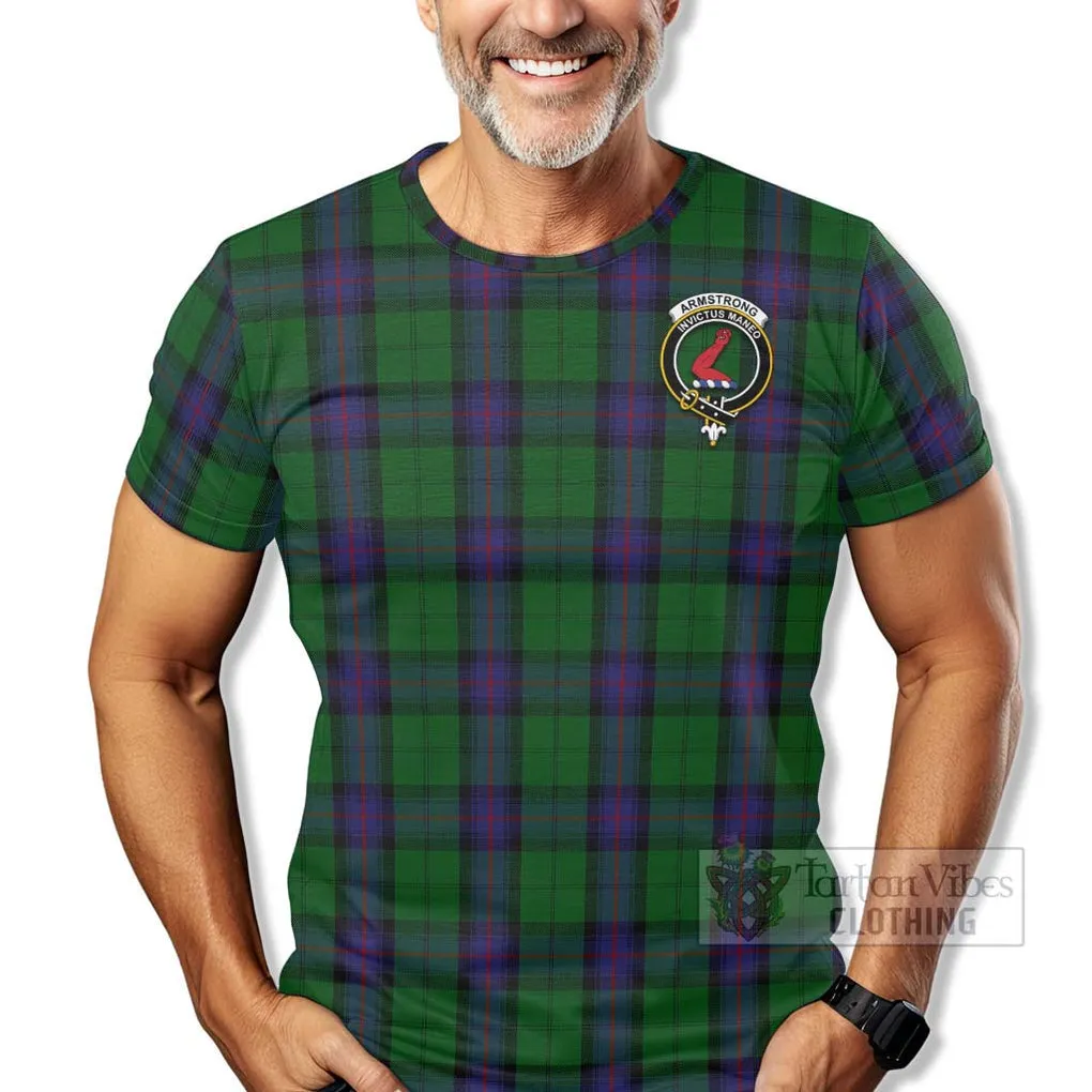 Armstrong Tartan T-Shirt with Family Crest Celtic Skull Style