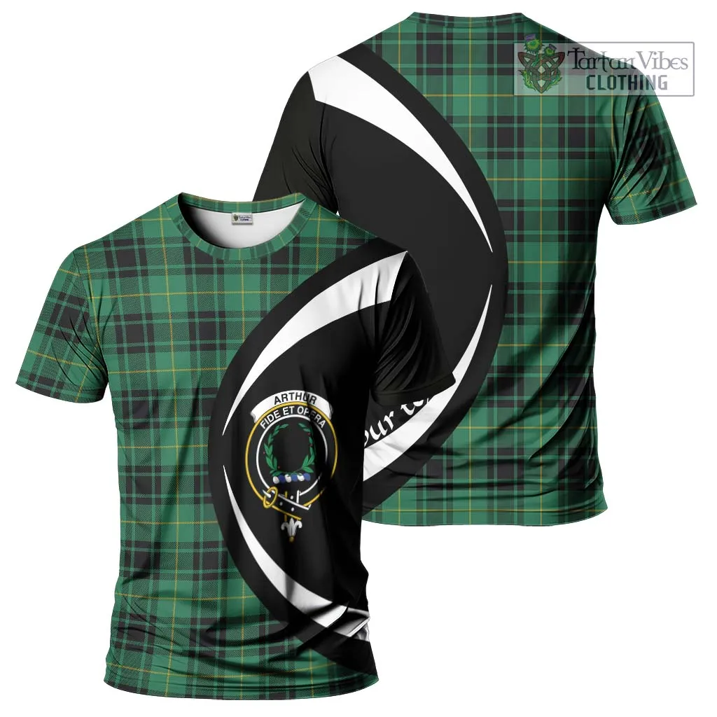 Arthur Ancient Tartan T-Shirt with Family Crest Circle Style