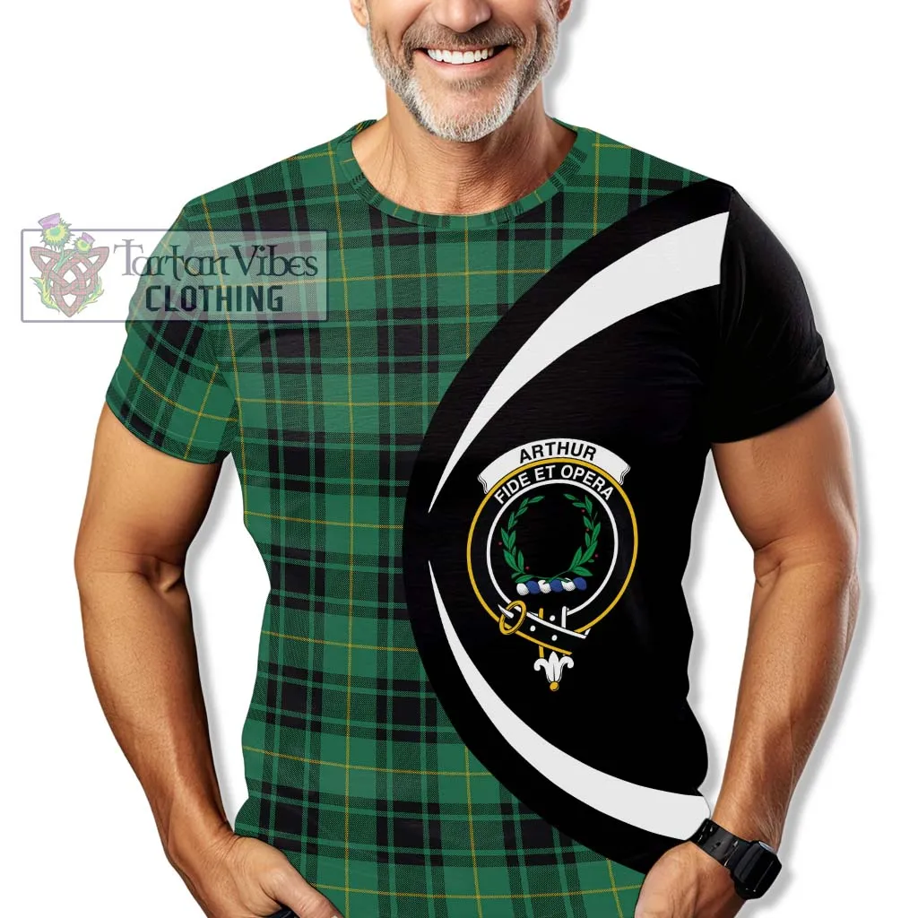 Arthur Ancient Tartan T-Shirt with Family Crest Circle Style