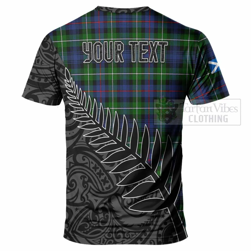 Baillie (Bailey) Crest Tartan T-Shirt with New Zealand Silver Fern Half Style