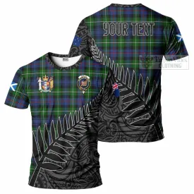 Baillie (Bailey) Crest Tartan T-Shirt with New Zealand Silver Fern Half Style