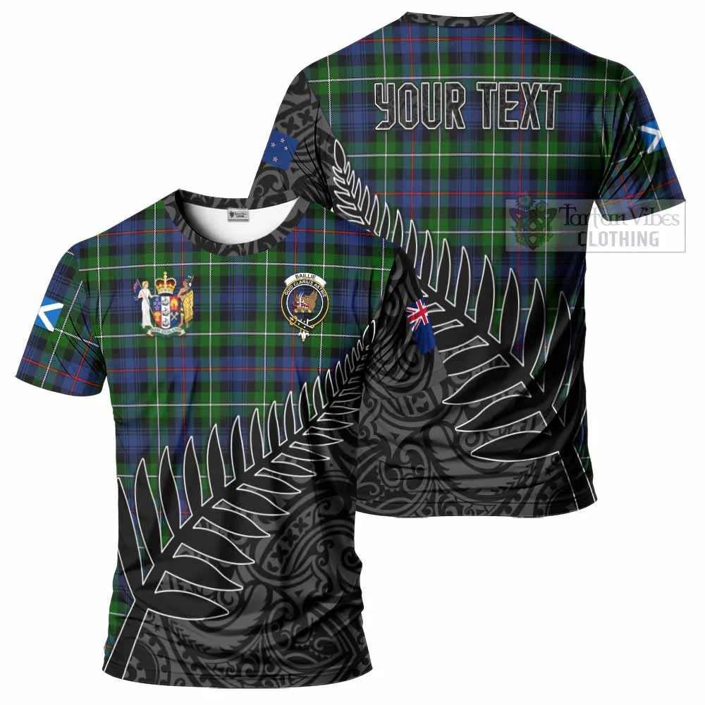 Baillie (Bailey) Crest Tartan T-Shirt with New Zealand Silver Fern Half Style