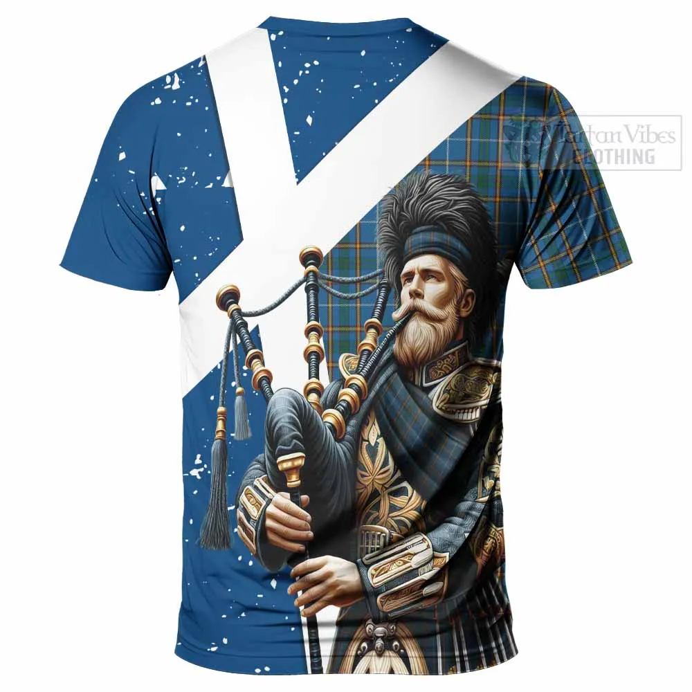Bain Tartan T-Shirt with Family Crest Scottish Bagpiper Vibes