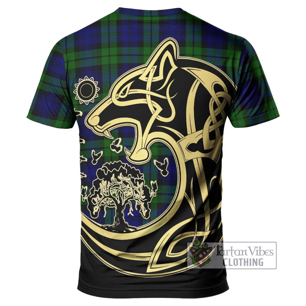 Bannatyne Tartan T-Shirt with Family Crest Celtic Wolf Style