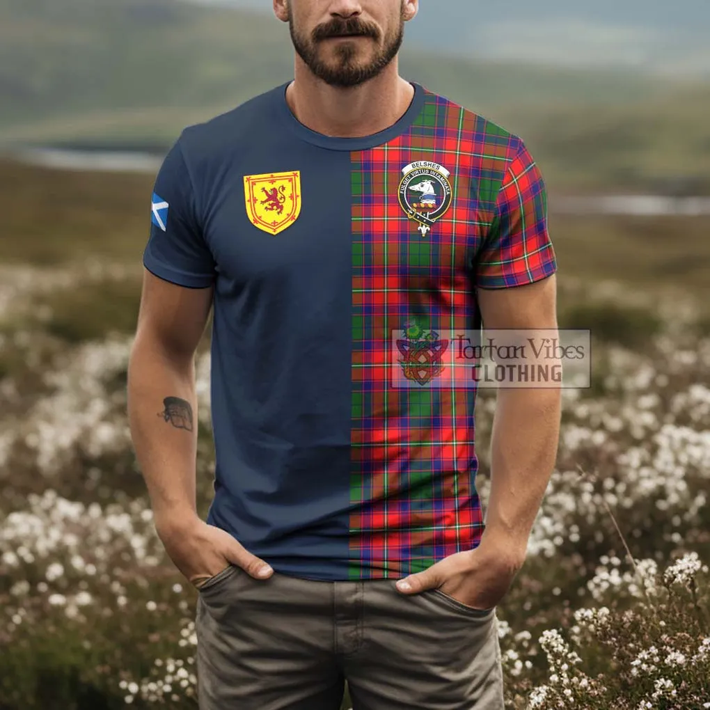 Belshes Tartan T-Shirt Alba with Scottish Lion Royal Arm Half Style