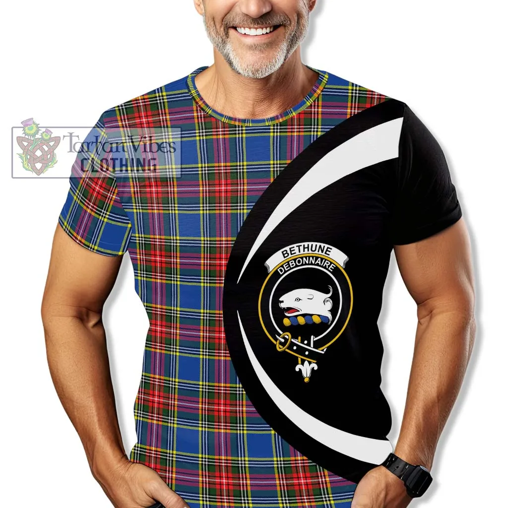 Bethune Tartan T-Shirt with Family Crest Circle Style