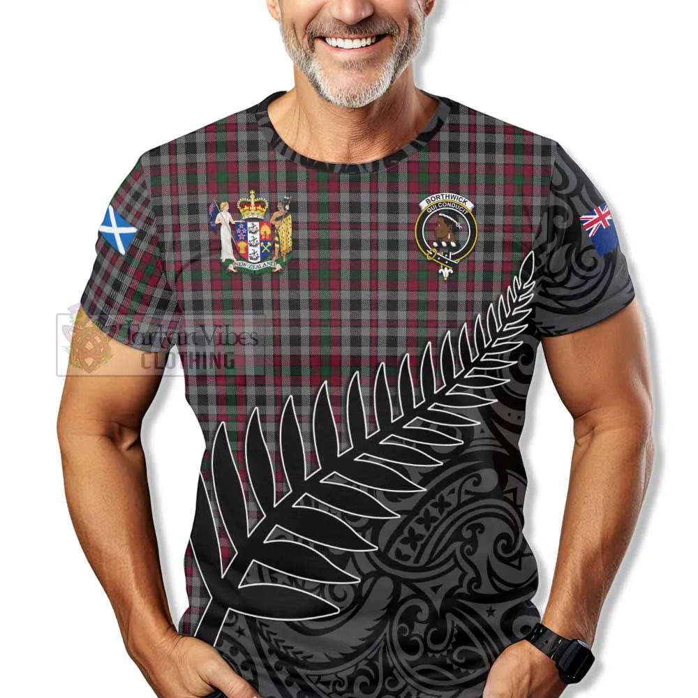 Borthwick Crest Tartan T-Shirt with New Zealand Silver Fern Half Style