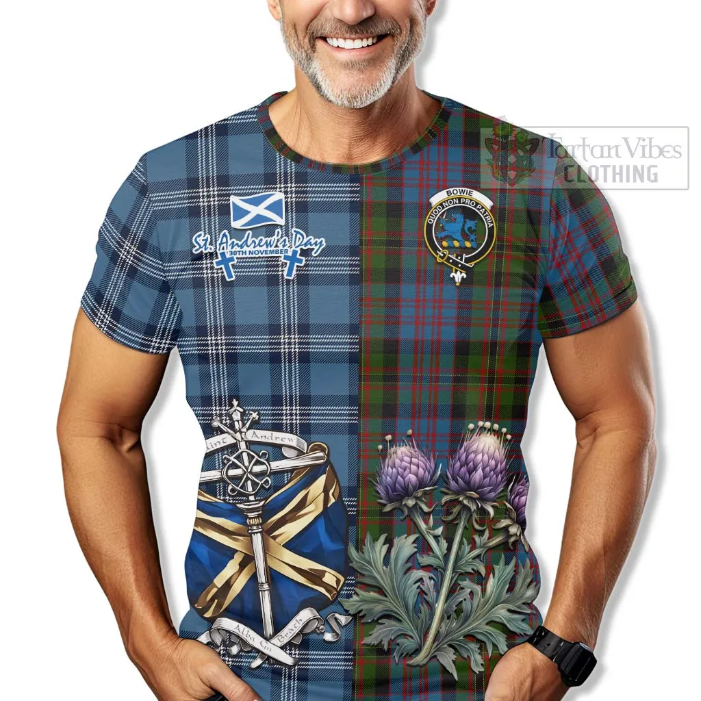 Bowie Tartan T-Shirt Happy St. Andrew's Day Half Tartan Style