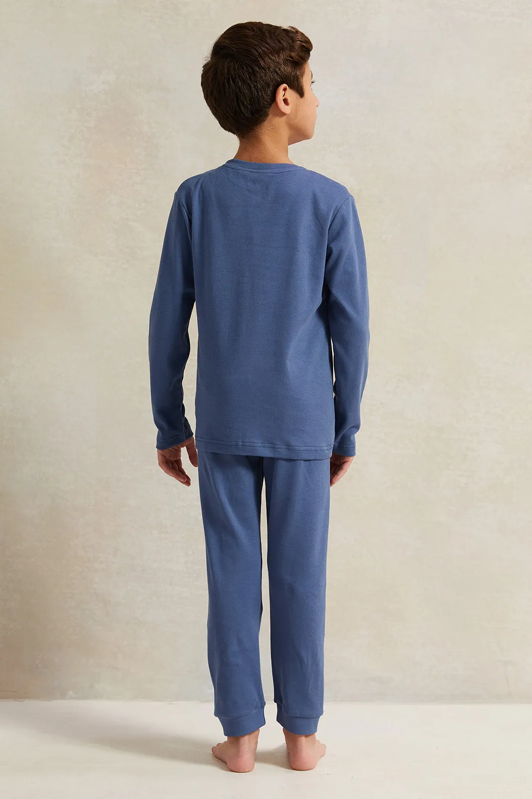 Boys Blue Printed Pyjama Set (2 Piece)