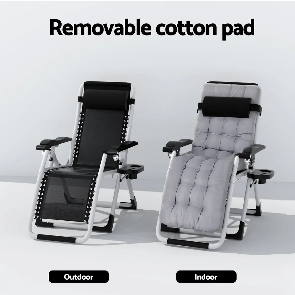 Breathable Folding Sun Lounger, Cup Holder, Zero Gravity - Gardeon