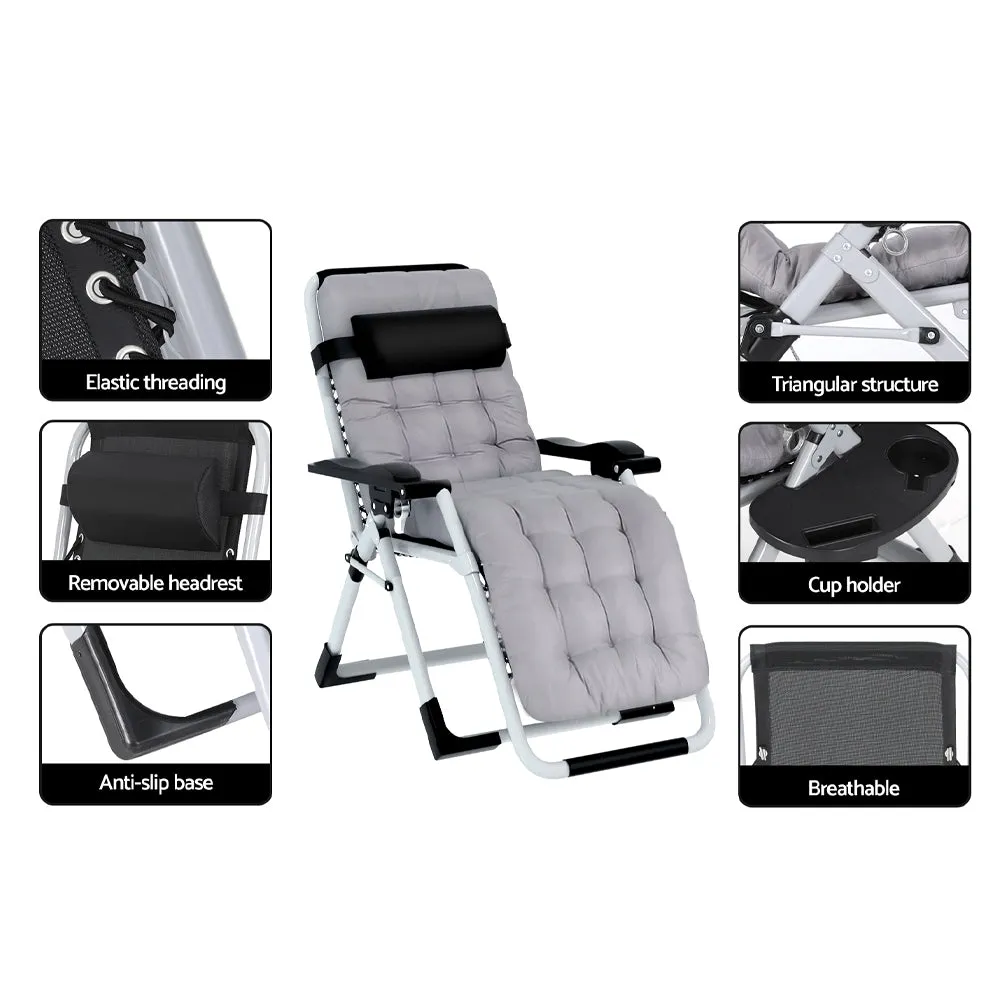 Breathable Folding Sun Lounger, Cup Holder, Zero Gravity - Gardeon