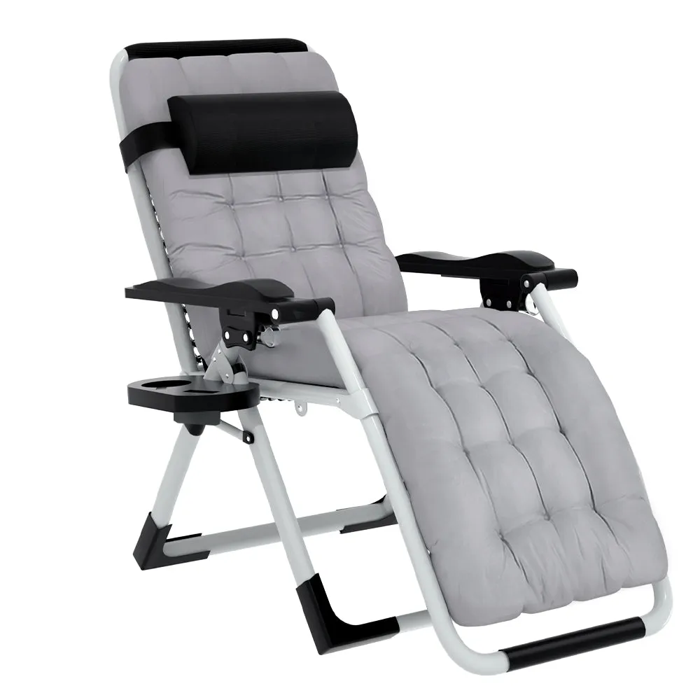 Breathable Folding Sun Lounger, Cup Holder, Zero Gravity - Gardeon