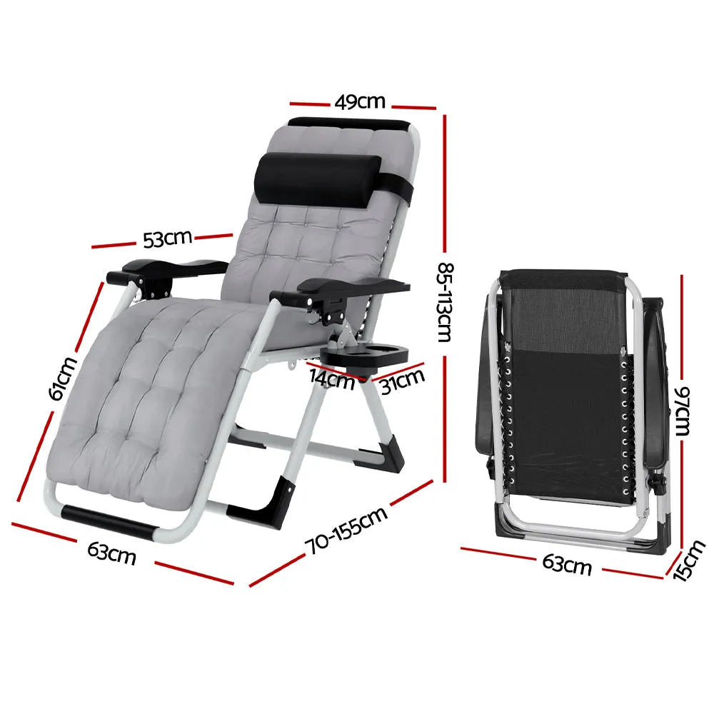 Breathable Folding Sun Lounger, Cup Holder, Zero Gravity - Gardeon
