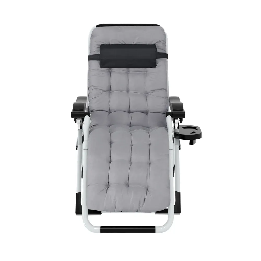 Breathable Folding Sun Lounger, Cup Holder, Zero Gravity - Gardeon