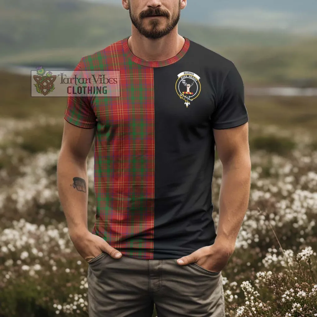 Burns Tartan T-Shirt with Family Crest and Half Of Me Style