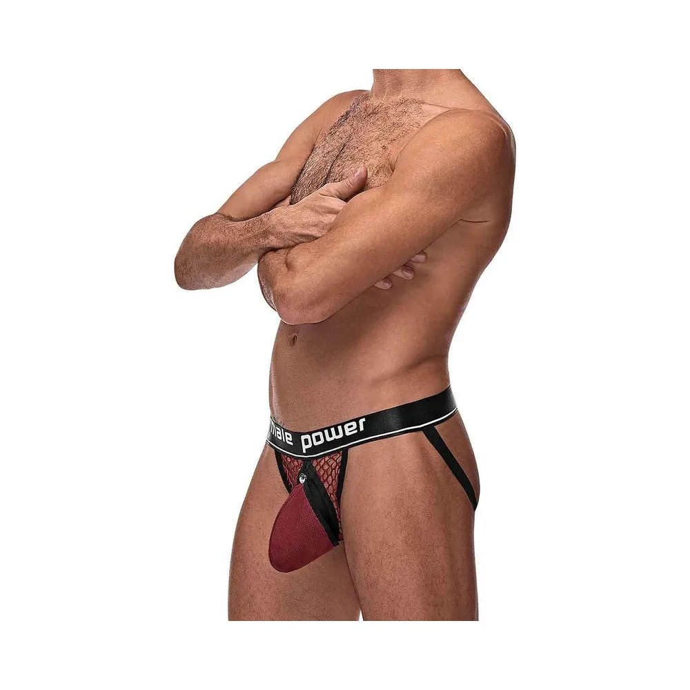 Cock Pit Net Cock Ring Jock - S/ M - Burgundy