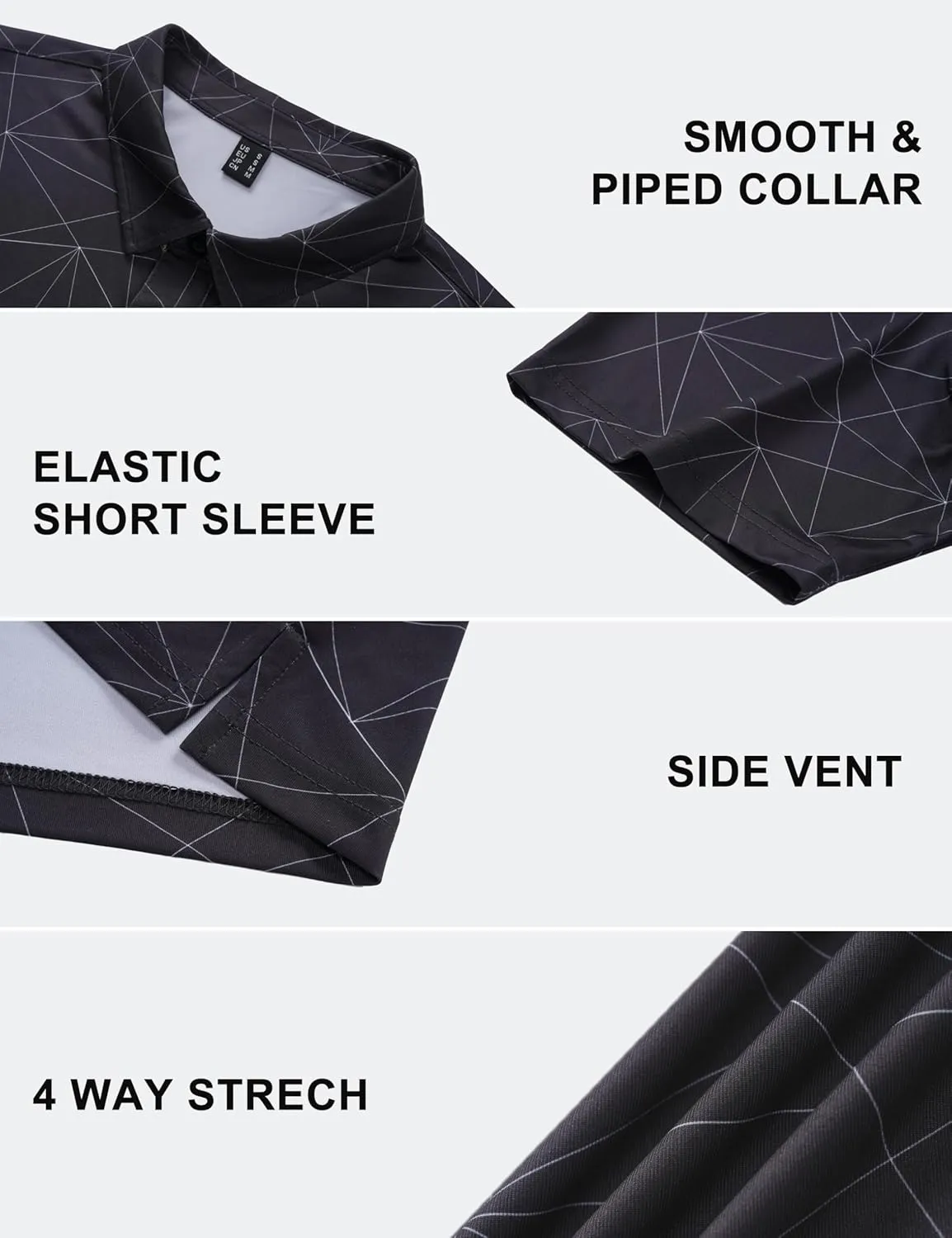 Cotrasen Mens Polo Golf Shirts Moisture Wicking Performance T-Shirts Print Breathable Short Sleeve Polo Shirt for Men
