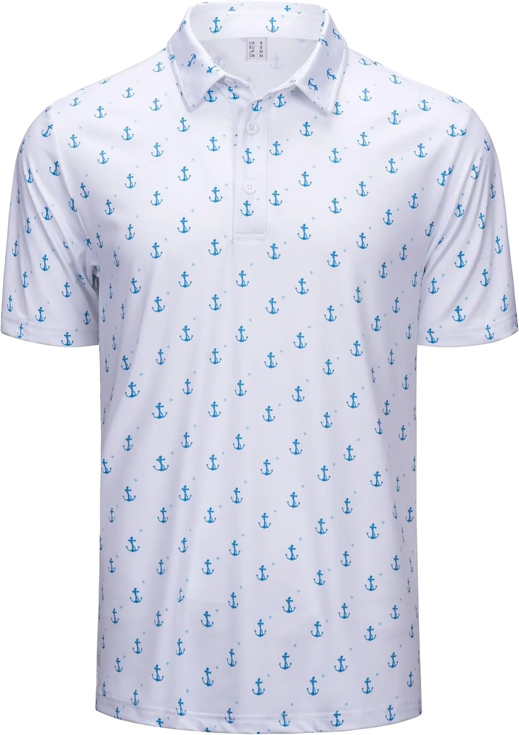 Cotrasen Mens Polo Golf Shirts Moisture Wicking Performance T-Shirts Print Breathable Short Sleeve Polo Shirt for Men