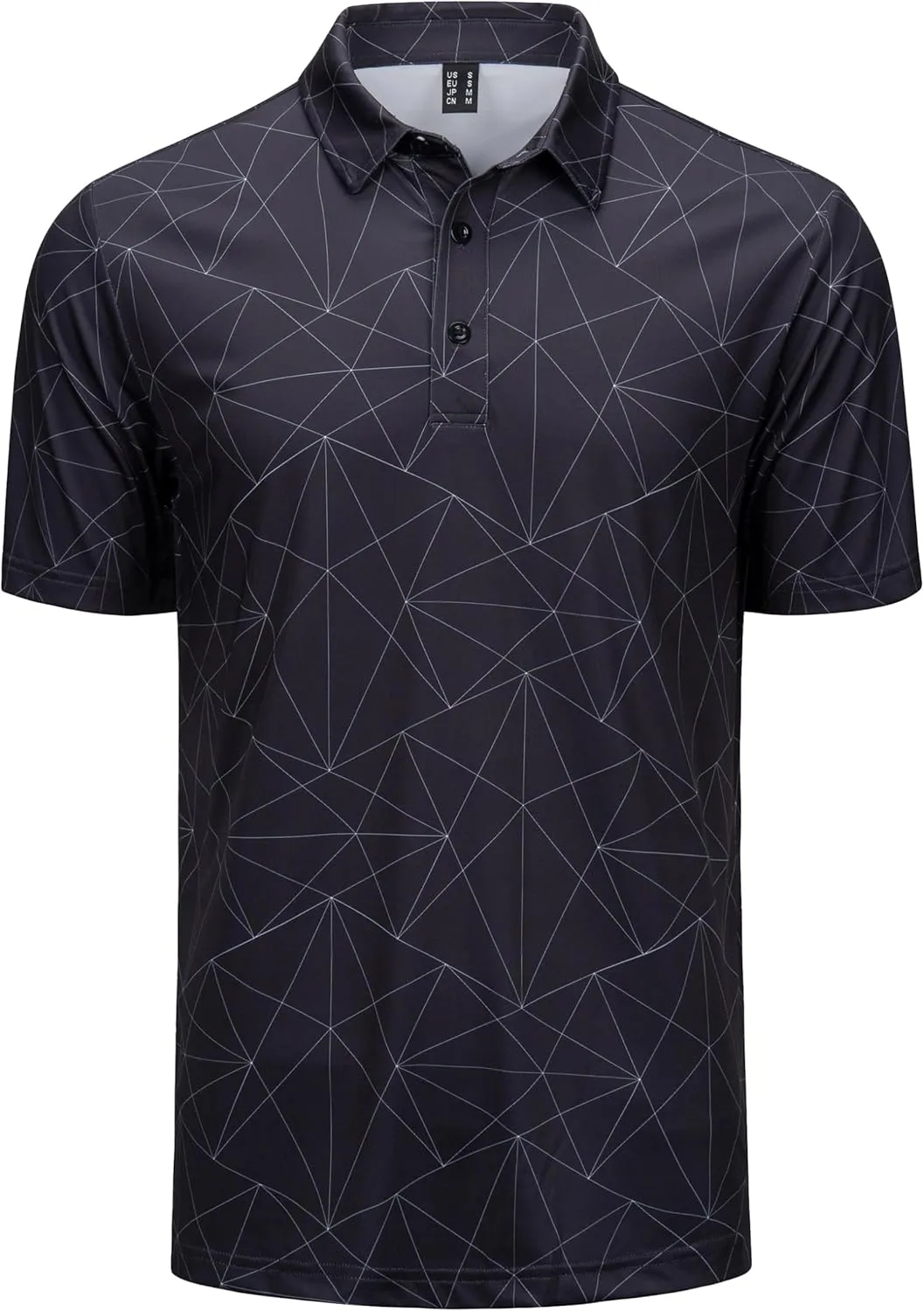 Cotrasen Mens Polo Golf Shirts Moisture Wicking Performance T-Shirts Print Breathable Short Sleeve Polo Shirt for Men