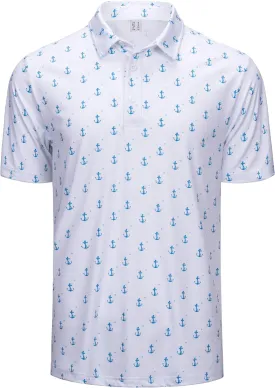 Cotrasen Mens Polo Golf Shirts Moisture Wicking Performance T-Shirts Print Breathable Short Sleeve Polo Shirt for Men