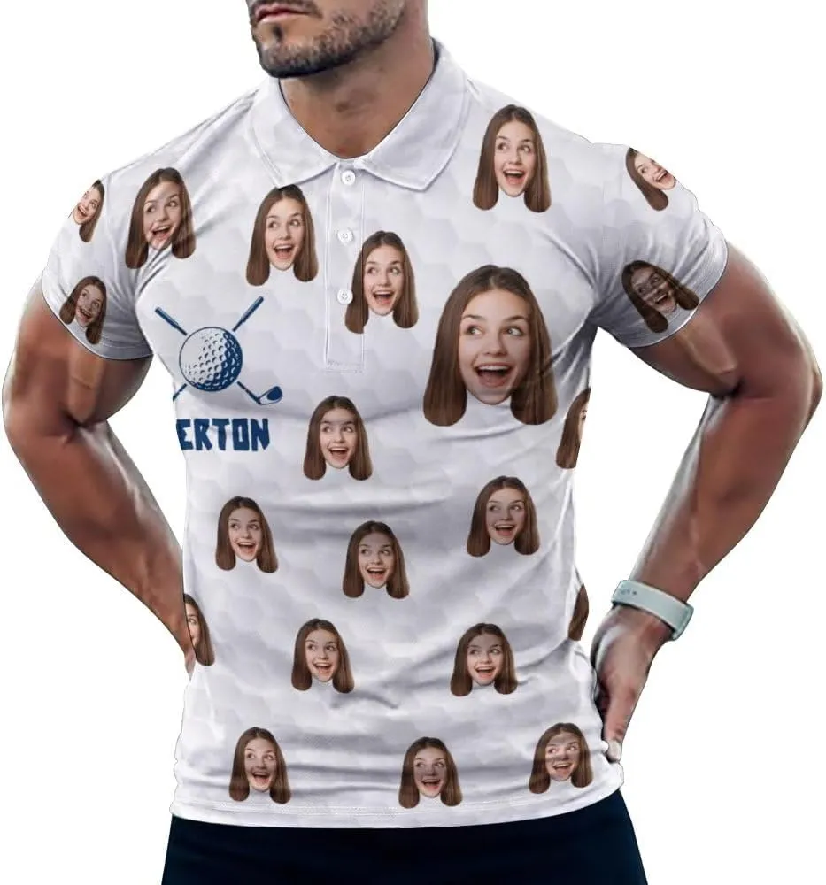 Custom Polo Shirts for Men with Face Design Your Own Customized Golf Shirts Personalized Tee with Text Photo Logo