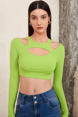 Cut Out Cold Shoulder Crop Tee