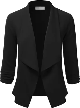 EIMIN Women's 3/4 Sleeve Blazer Open Front Office Work Cardigan Jacket (S-3XL)