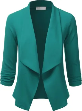EIMIN Women's 3/4 Sleeve Blazer Open Front Office Work Cardigan Jacket (S-3XL)