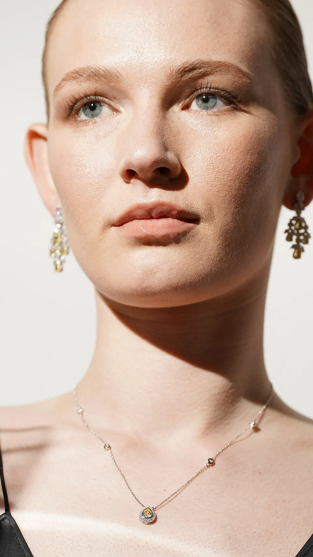 Emile Yellow Necklace White Gold Plated