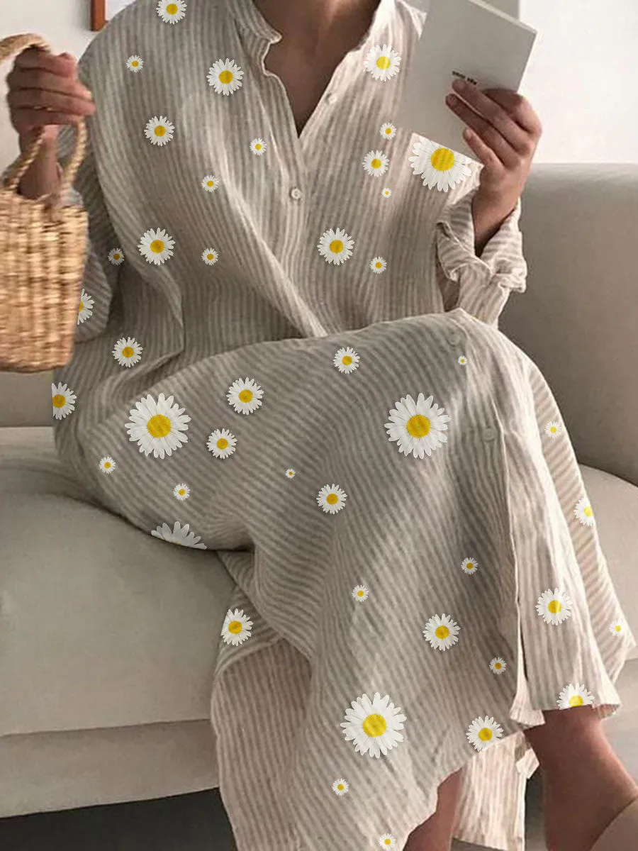 Fashionable Daisy Print Casual Wild Dress