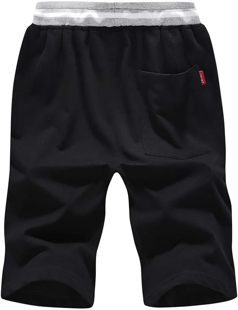 FoxQ Mens Casual Drawstring Shorts with Zipper Pockets Elastic Waist
