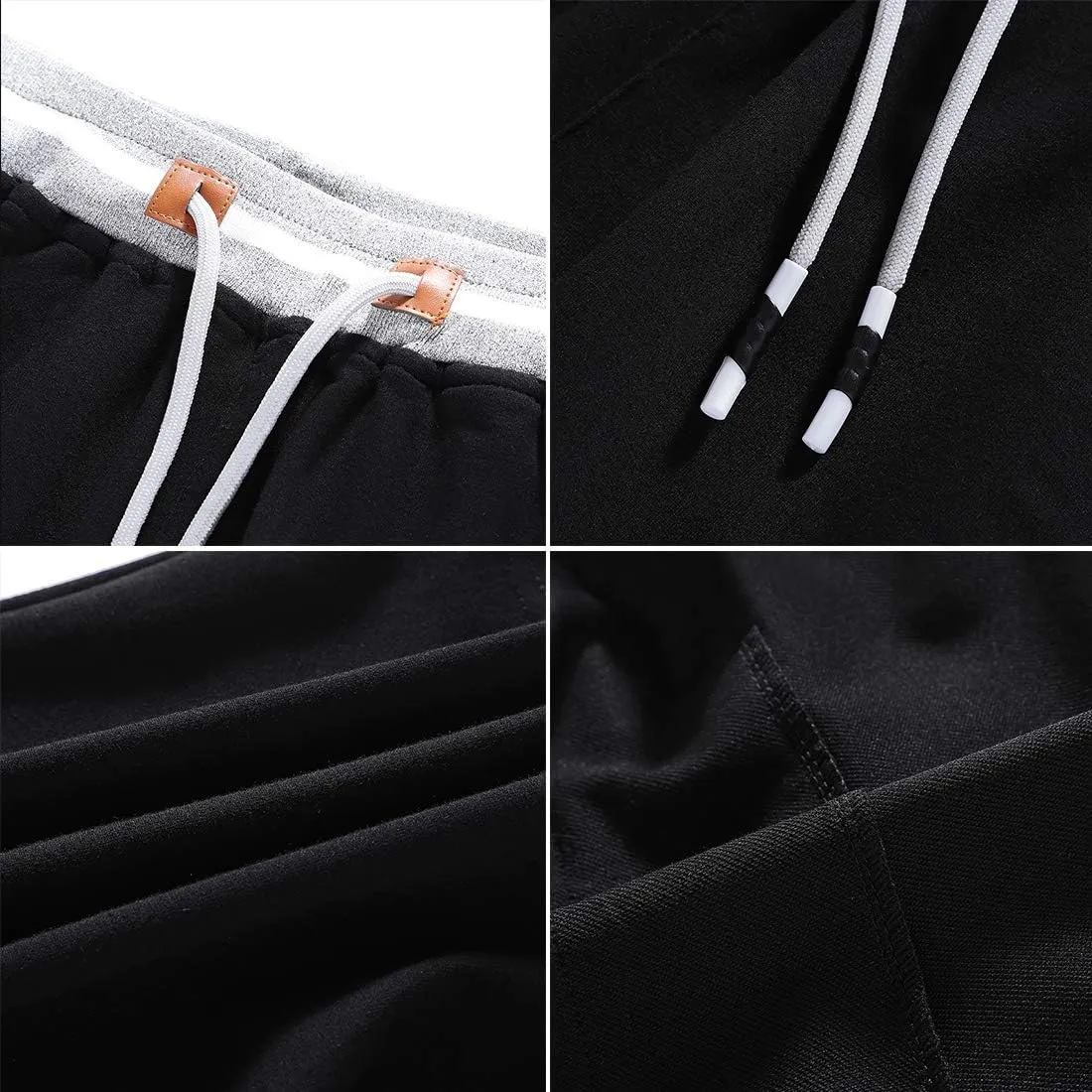 FoxQ Mens Casual Drawstring Shorts with Zipper Pockets Elastic Waist
