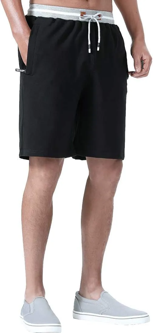 FoxQ Mens Casual Drawstring Shorts with Zipper Pockets Elastic Waist