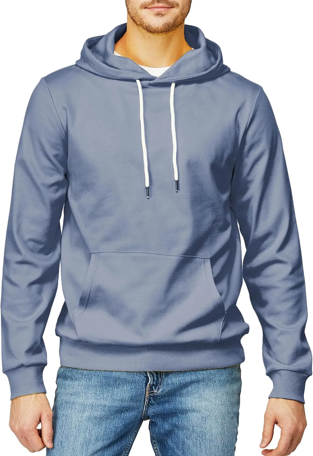 H2H Men's Pullover Hoodie Lightweight Long Sleeve with Kangaroo Pocket Slim Fit Basic Casual Sweatshirt