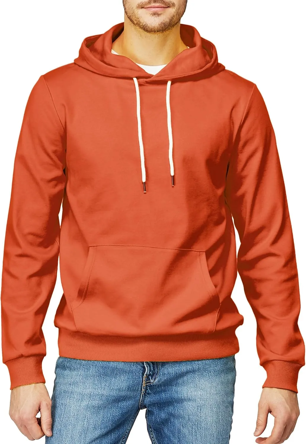 H2H Men's Pullover Hoodie Lightweight Long Sleeve with Kangaroo Pocket Slim Fit Basic Casual Sweatshirt
