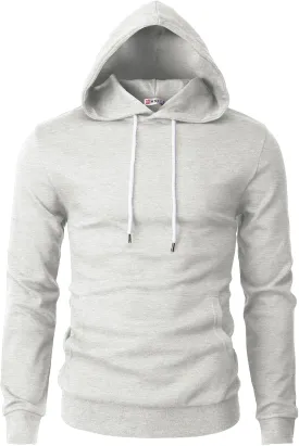 H2H Men's Pullover Hoodie Lightweight Long Sleeve with Kangaroo Pocket Slim Fit Basic Casual Sweatshirt