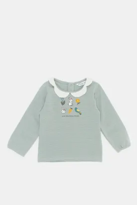 Infant Girls Teal Frilled T-Shirt