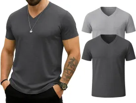 KESIHAN Men's T Shirts V Neck 2 Pack Tees Breathable Everyday Essential Casual Tops