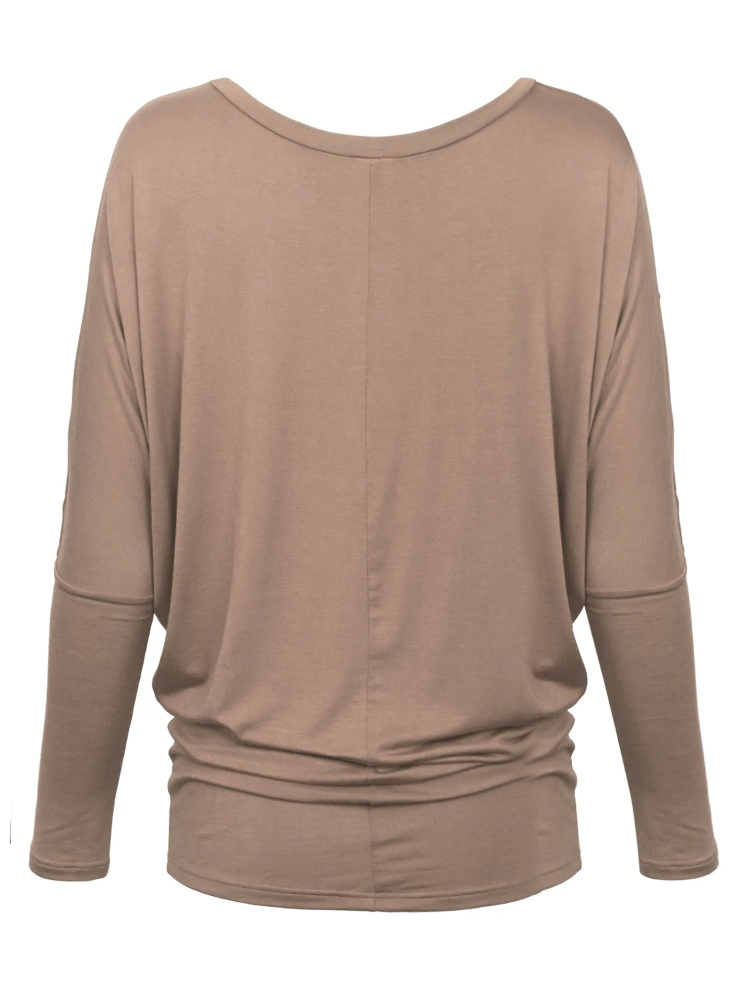 KOGMO Women's Round Neck Long Sleeve Dolman Batwing Top Shirts Made in USA