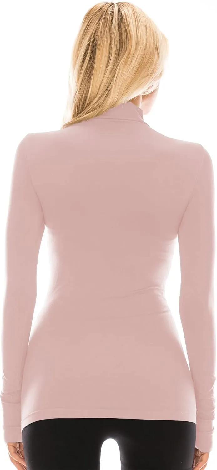 Kurve Womens Long Sleeve Mock Neck Warm T-Shirt, UV Protective Fabric UPF 50  (Made with Love in The USA)