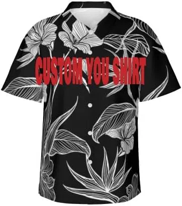 Men Women Design Your Own Hawaiian T Shirts Add Your Image/Text/Photo Personalized Tee Front/Back Print/Full Print Multi