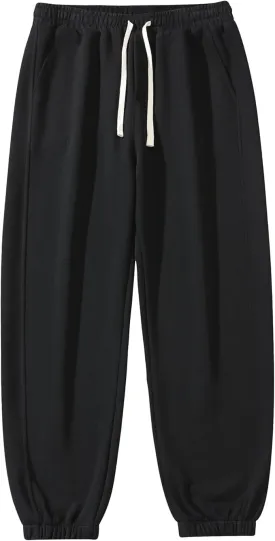 Men's Lightweight Cotton Sweatpants with Pockets Drawstring Joggers Workout Pants for Lounge,Gym,Running