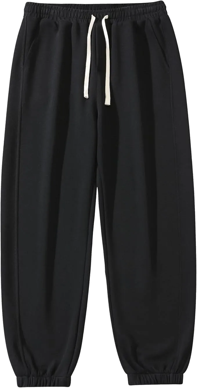 Men's Lightweight Cotton Sweatpants with Pockets Drawstring Joggers Workout Pants for Lounge,Gym,Running