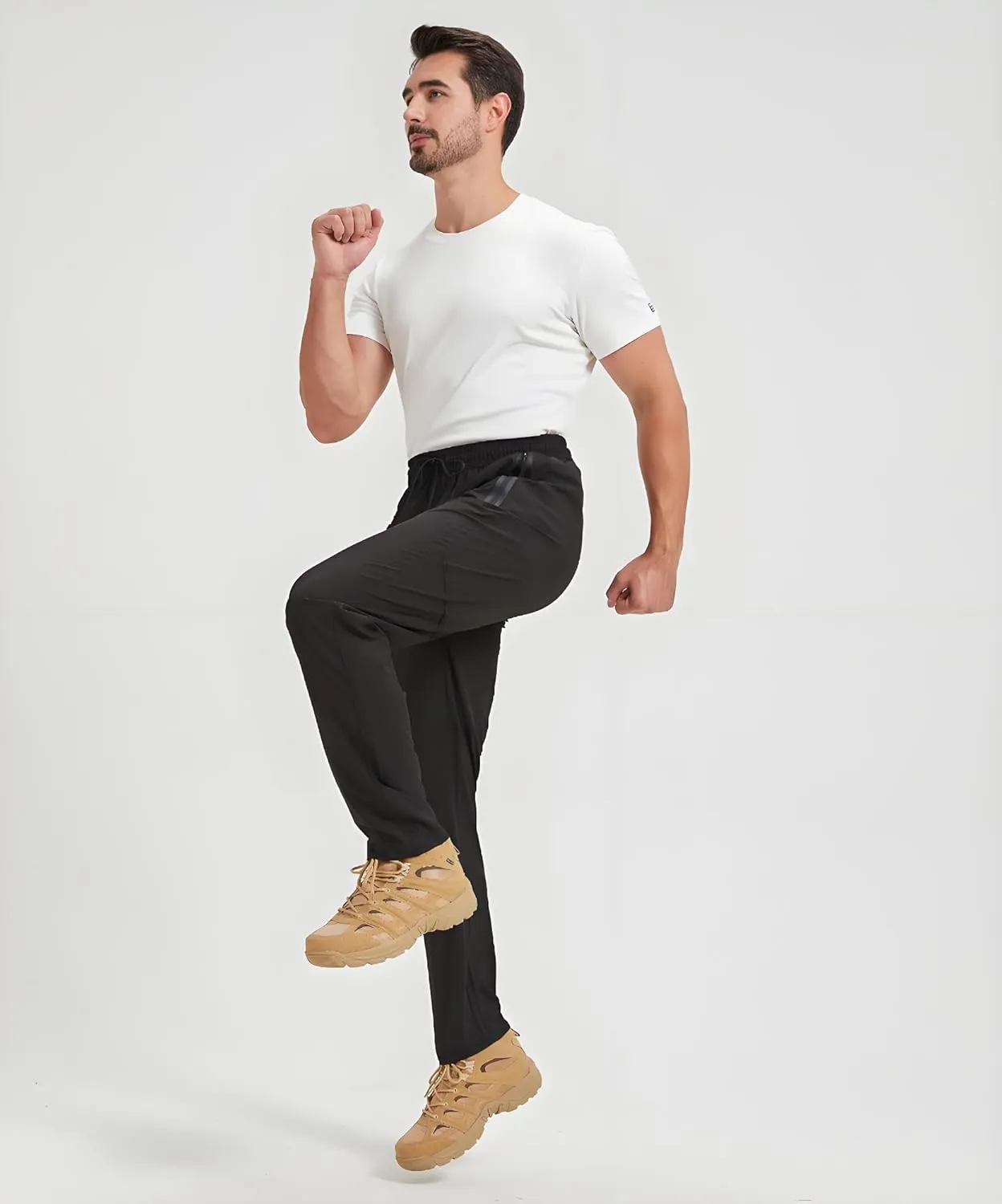 Men's Lightweight Hiking Travel Pants Breathable Athletic Fishing Active Joggers Zipper Pockets