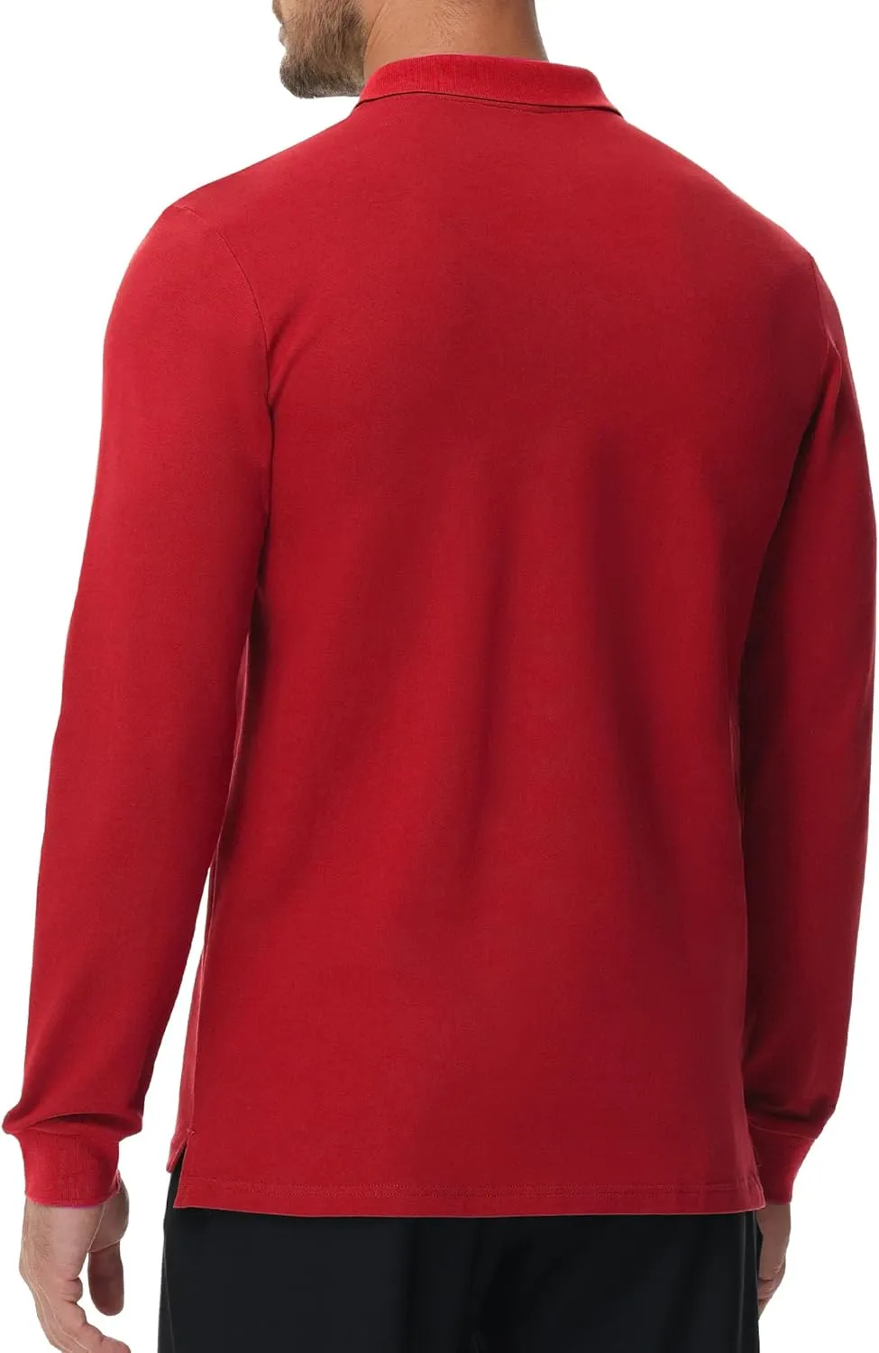 MIER Polo Shirts for Men Cotton Long Sleeve Golf Tennis Collared Shirt for Casual Work Travel, 3 Buttons, Ultra Soft