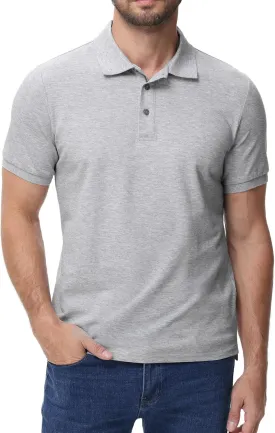 MIER Polo Shirts for Men Cotton Short Sleeve Golf Tennis Collared Shirt for Casual Work Travel, 3 Buttons, Ultra Soft