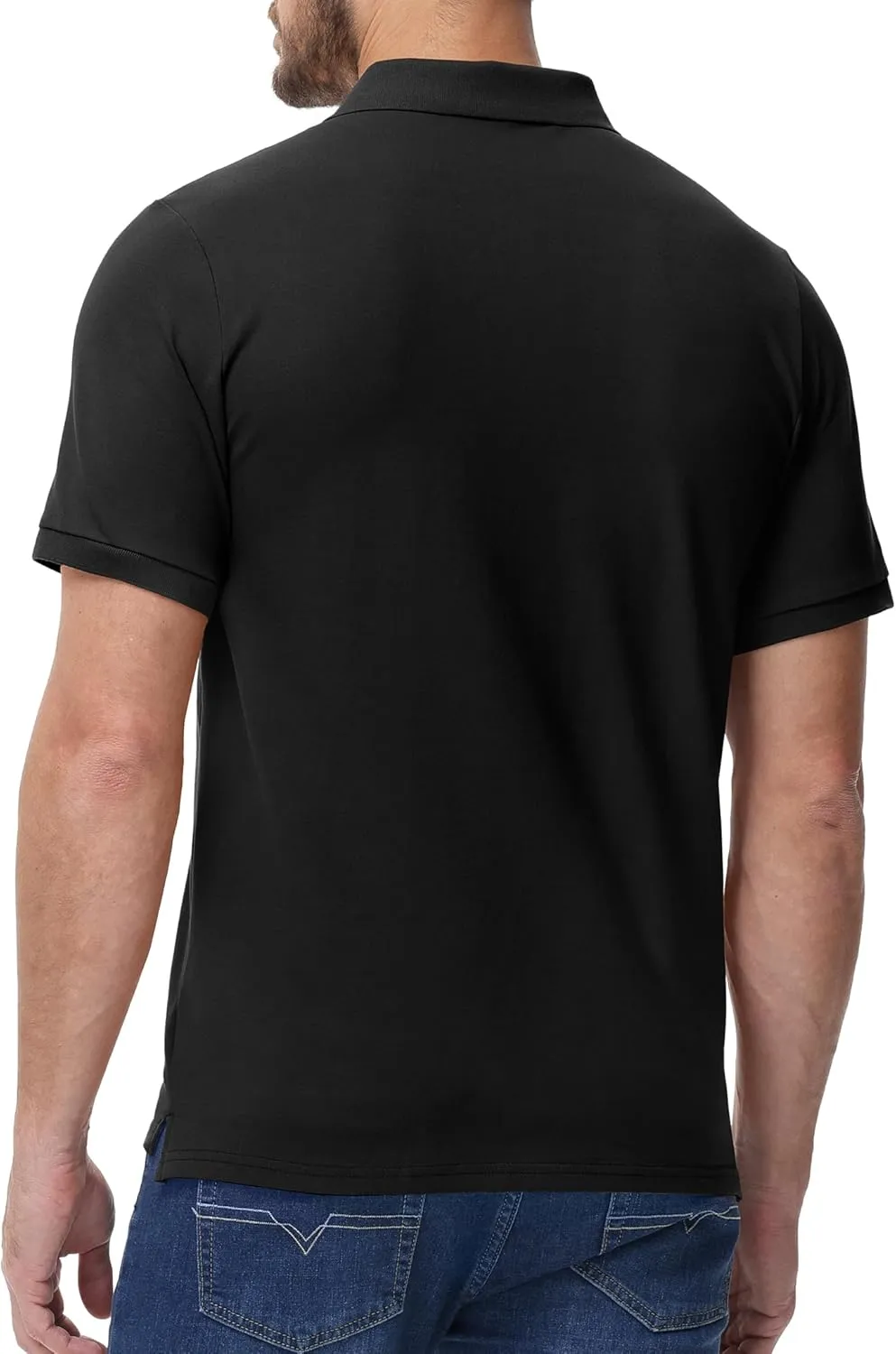MIER Polo Shirts for Men Cotton Short Sleeve Golf Tennis Collared Shirt for Casual Work Travel, 3 Buttons, Ultra Soft