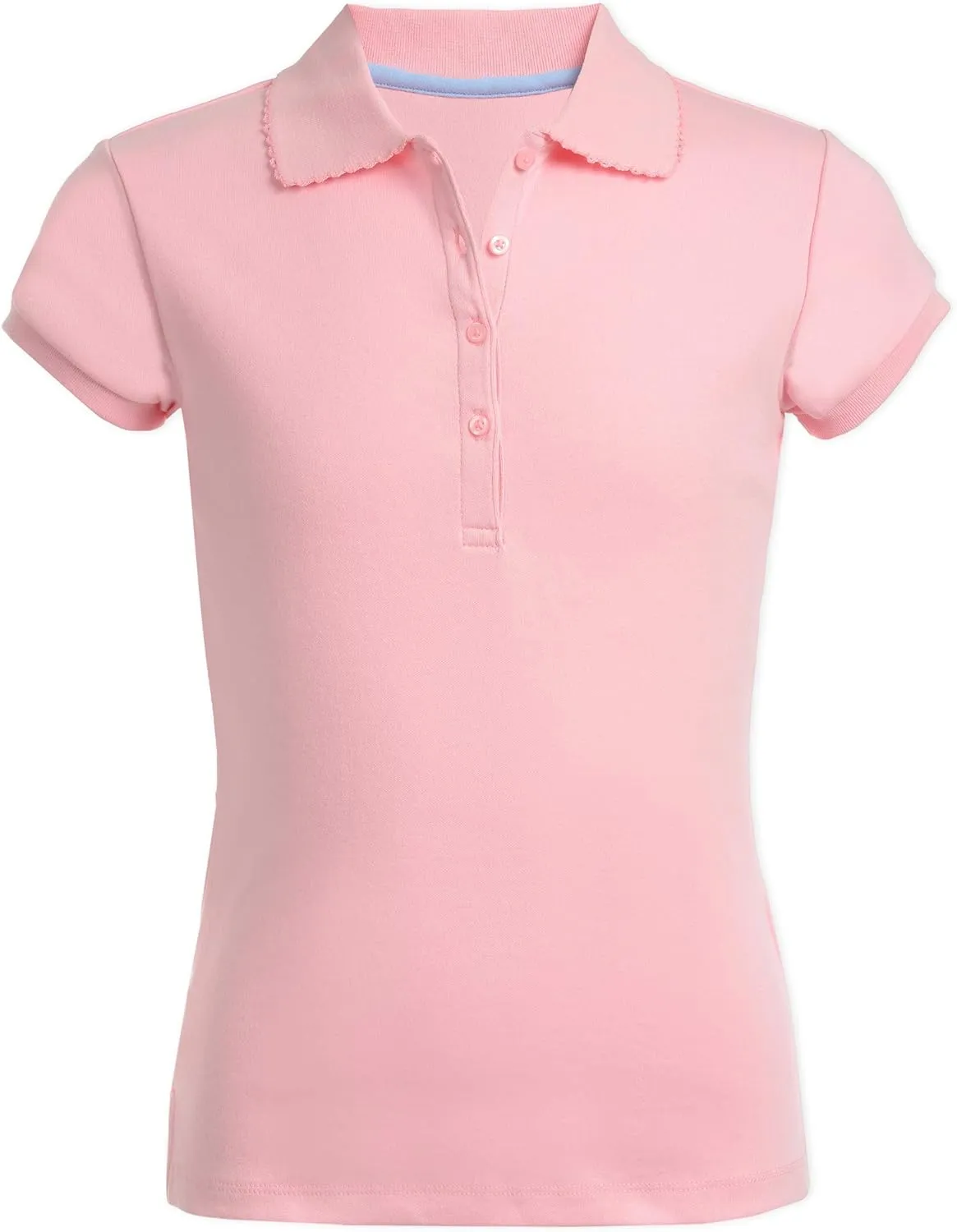 Nautica Girls' School Uniform Short Sleeve Polo Shirt, Button Closure, Soft Pique Fabric