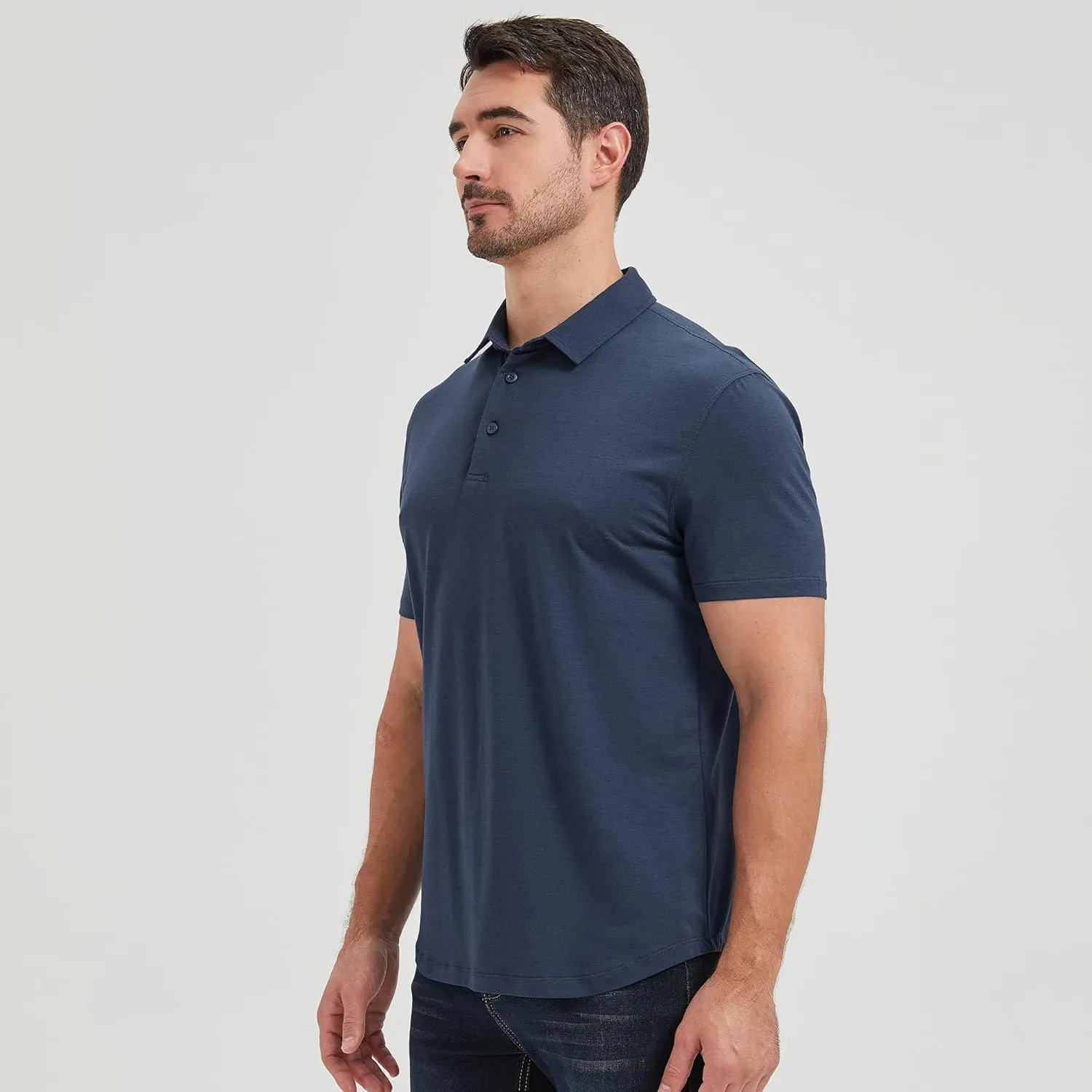 netdraw Mens Lightweight Bamboo Viscose Polo Ultra Soft Curved Hem UPF 50  Casual Collared Golf Shirt